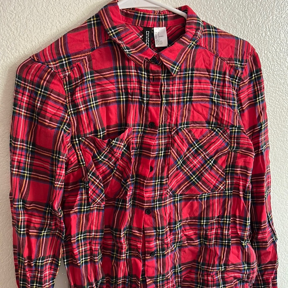 Divided red flannel long sleeve